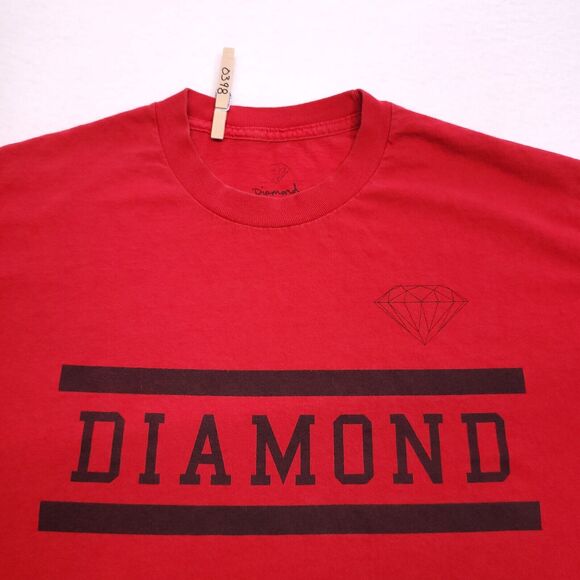 Diamond Casual Crew Neck Graphic Short Sleeve T-Shirt Mens Size L Red Black - Picture 1 of 10
